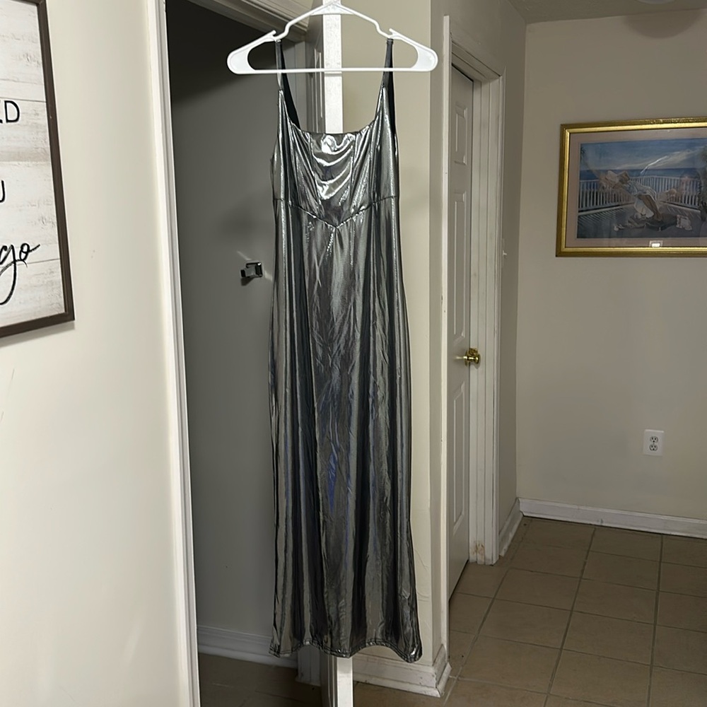 Metallic Silver Dress